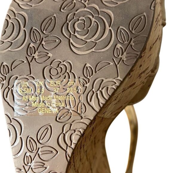 Carlos Santana NWT Cutout Geneva Cork Wedge Heel Sandals Natural Size 6.5 - Picture 8 of 9